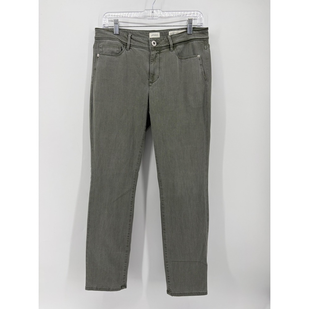 J.Jill Womens 6 Green Gray Slim Ankle Authentic Fit Stretch Denim Pants